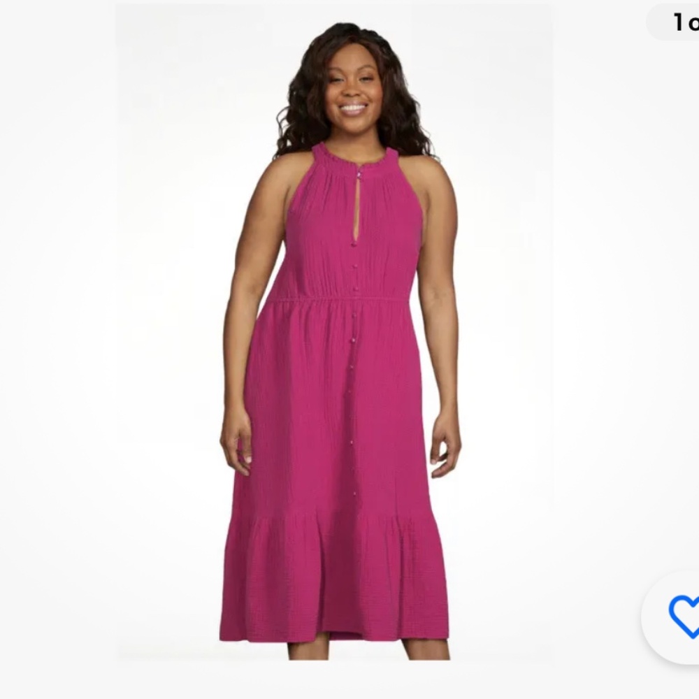 Time and Tru Women’s Berry Sleeveless Tiered Midi Dress XXL/20 NEW